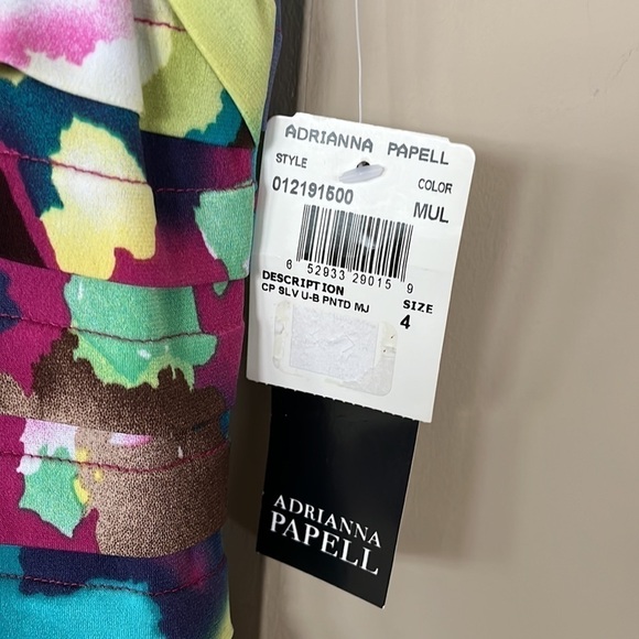 Brand New Adrianna Papell Multicolored Fitted Bandage Dress V-Neck Floral - Picture 4 of 13